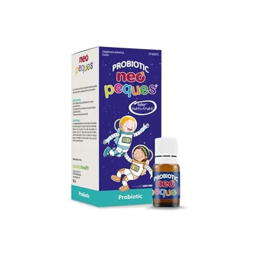 Neo Peques Probiotic (8 Fläschchen) Nahrungsergänzungsmittel für Kinder ab 6 Monaten auf Basis von Inulin und Probiotika, Prä- & Probiotika für Kinder, Tutti Frutti-Geschmack