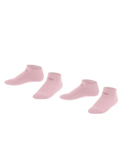 ESPRIT Unisex Kinder Sneakersocken Foot Logo Multipack K Sn Baumwolle kurz einfarbig 2 Paar, Rosa Orchid 8985, 23-26