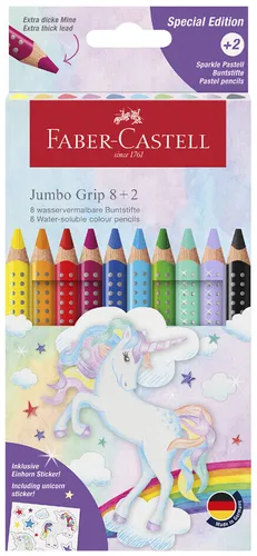 FABER-CASTELL Einhorn Jumbo Grip Buntstifte farbsortiert, 10 St.