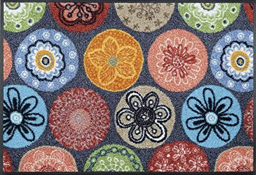 wash+dry Fußmatte Coralis 50x75cm - Waschbar und Rutschfest - Hochwertige Fußmatte für innen und außen, aus robustem Nylonflor und rutschfestem Nitrilgummi. Ideal für Allergiker und pflegeleicht bis 60 Grad waschbar.