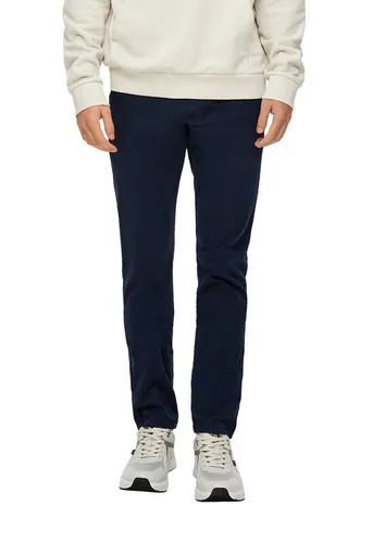 QS Gewaschene Chino aus Stretch-Twill tiefblau 36/32 - Wanderhosen mit mittelhohem Bund und Slim Leg, aus bequemem Baumwollstretch, ideal für Outdoor-Aktivitäten und Alltag.