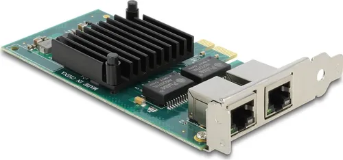 Delock Netzwerkadapter PCIe 2.1 mit 2x Gigabit Ethernet - Netzwerkkarten mit zwei Gigabit Ethernet Ports für hohe Netzwerkgeschwindigkeiten und zuverlässige Verbindungen, ideal für Gaming und Streaming.