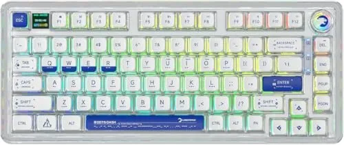 GAMEPOWER Gasket Pro X QWERTZ Gaming Tastatur, Kabellose Mechanische Tastatur, 75% Layout, Triple Mode Bluetooth/2.4GHz/USB-C, RGB, Smart Display, 81 Tasten, Linear Switches, Hot-Swap, Weiß