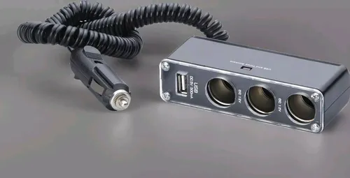 Unitec 77100 Auto 3-fach Steckdose mit USB 2.0, Kabel 2 m