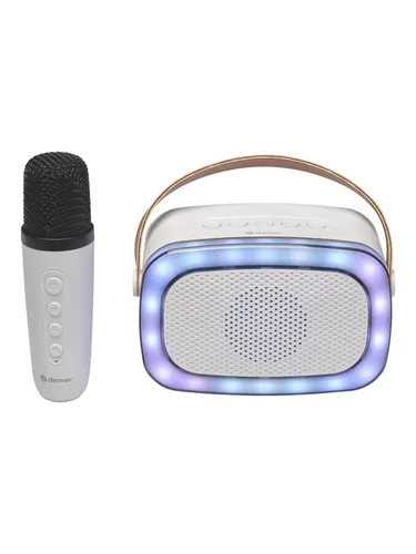 DENVER BTM-610 Tragbarer Party Lautsprecher - Bluetooth Lautsprecher mit LED-Licht und Mikrofon, ideal für Karaoke und Partys. Inklusive MicroSD- und USB-Anschluss für MP3-Wiedergabe, mit 100W max. Leistung und 2-3 Stunden Spielzeit.
