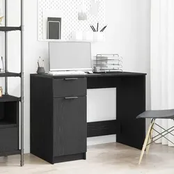 vidaXL Moderner Computertisch aus schwarzer Eiche - Stylischer Kinderschreibtisch mit viel Stauraum, kompakt und ideal für kleine Räume. Robustes Design aus Holzwerkstoff für langanhaltende Nutzung und ein aufgeräumtes Arbeitsumfeld.