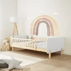 Homestyle4u Holzbett Kinderbett 90x200 mit Rausfallschutz