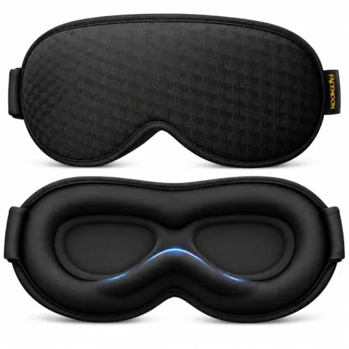 3D Schlafmaske mit Gewicht für Seitenschläfer, Frauen & Herren, Schwarz | Lichtblockierend, tiefe 3D-Augenmulden, ohne direkten Augendruck, verstellbares Band, ideal für Schlaf, Reise und Flug