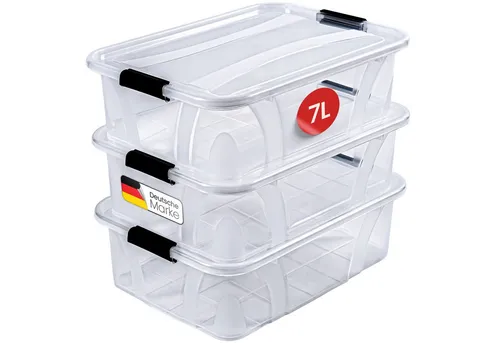 KONZEPT Aufbewahrungsbox mit Deckel groß Set BPA Frei Kunststoff, Aufbewahrungsboxen mit deckel (Set, 3 Boxen), lebensmittelecht