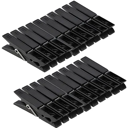 KADAX Wäscheklammern, 20x Klammern aus robusten Kunststoff, Bunte Sockenklammern, Windfeste Klammern für Innen und Außenbereich (Schwarz v2)