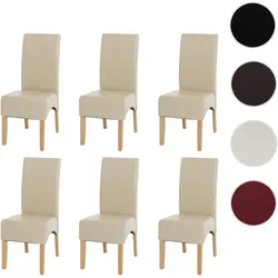 Esszimmerstuhl Latina 6er-Set, Leder creme - Stühle für Esszimmer, modernes Design mit hoher Rückenlehne und bequemer Polsterung für höchsten Sitzkomfort – ideal für gesellige Abende.