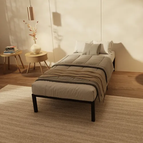 HAGO® Bettgestell 90x200cm Einzelbett Gäste Schwarz Lattenrost Jugendbett Metall