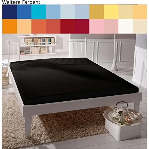 ESTELLA Spannbetttuch Feinjersey | schwarz - Spannbetttuch aus 100% Baumwolle, trocknerfest und bügelfrei, perfekt passend für Matratzen bis 20 cm Höhe – ideal für höchsten Schlafkomfort.