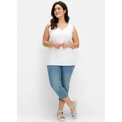 Sheego Shirttop Tanktop Ärmellos beige 48 EU