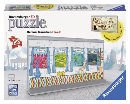 Ravensburger 3D-Puzzle Ravensburger 12574 - Berliner Mauerkunst No.2, 108 Teile 3D Puzzle-Bau, 108 Puzzleteile