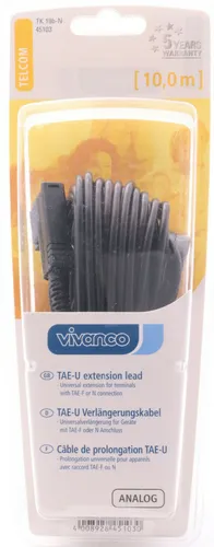 Vivanco TAE-U Verlängerungskabel 10m für Geräte mit TAE-F oder N-Anschluss 287
