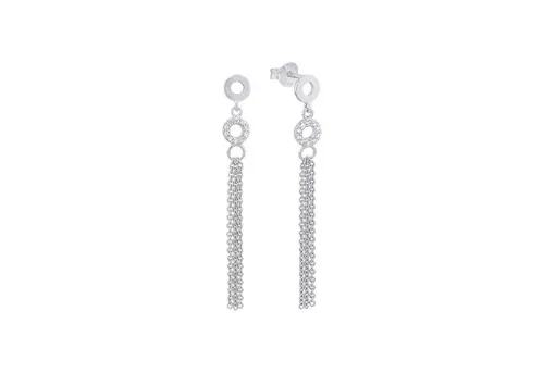 Amor Ohrstecker 925 Sterling Silber mit Zirkonia - Elegante 4,6 cm lange Damen Ohrringe aus 925 Sterling Silber, funkeln mit hochwertigen Zirkonia-Steinen. Ideal als Geschenk für besondere Anlässe in einer hübschen Schmuck Geschenk Box.