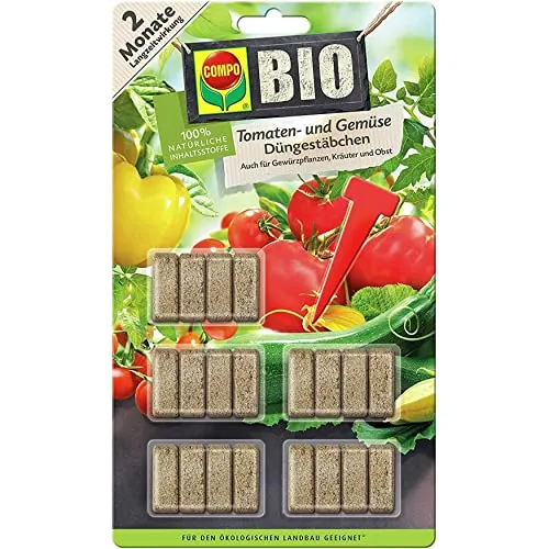 Compo Bio Tomaten- und Gemüse Düngestäbchen und 2 Monate Langzeitwirkung, 20 Stück