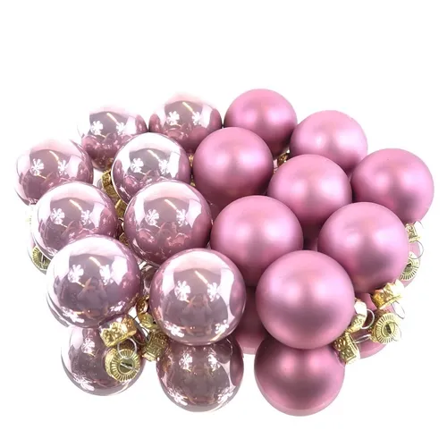 Christbaum-Mini-Kugeln Altpink Ø 3,5 cm aus Glas - 16er Set in pink von Kaemingk
