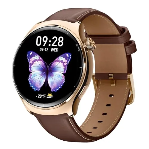 Mibro Lite3 Pro GPS Smartwatch Herren Damen Rund 45mm, 15 Tage Akku, Fitnessuhr Tracker GPS mit Schlaf, SpO2, Herzfrequenz, Bluetooth-Anruf,150+Sportmodi, 5ATM Wasserdicht(Gold)