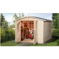 Weka Holz-Gartenhaus Parma mit Satteldach 254 x 217 cm - Holz-Gartenhaus mit 4,9 m² Grundfläche und breitem Eingang für einfachen Zugang. Ideal zur Aufbewahrung von Geräten und Möbeln, robustes Steck-Schraubsystem für einfache Montage.