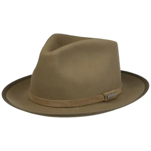 Stetson Tascona Fedora Hut Wollfilz Asahi Guard Herren Herbst Winter beige L (58-59 cm)
