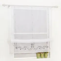 Joyswahl Raffrollo mit Stangendurchzug – Grau, 80 cm x 140 cm - Elegantes Raffrollo in Grau mit Blumenstickerei. Ideal für ein stilvolles Ambiente. Pflegeleicht und maschinenwaschbar bei 30°C.