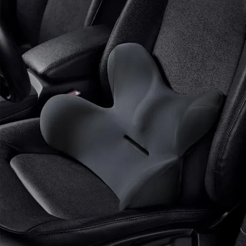 QYILAY Ergonomisches Lendenkissen Auto, Memory-Schaum lordosenstütze rückenkissen, füllt die Lücke zwischen Sitz und Rückenlehne, ideal für Autosit, Bürostuhl und Rollstuhl.(Schwarz)