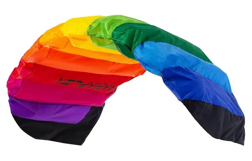 Wolkenstürmer® Paraflex Basic 2-Leiner Lenkmatte 1.7 (Rainbow) - Kite Drachen für Kinder ab 8 Jahren - Drachen, ideal für schnellen Flugspaß! Einfach zu lenken mit robustem Ripstop Polyester, sofort einsatzbereit mit 2x 25m Schnur und Flugschlaufen.