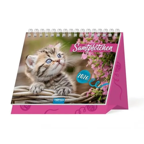 Trötsch Aufstellkalender Samtpfötchen 2026: Aufstellkalender Tischkalender