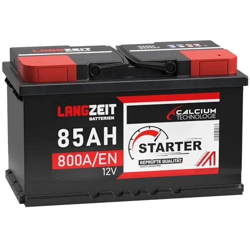 LANGZEIT Autobatterie 12V 85Ah 800A/EN ersetzt Batterie 80Ah 90Ah