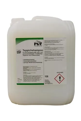 Teppich-Shampoo 10 Liter - Effektive Reinigung für Teppiche - Teppichreiniger für Teppiche, Textilbeläge und Möbel, reinigt fasertief und entfernt Schmutz rückstandslos. Ideal für ein frisches Wohnambiente.