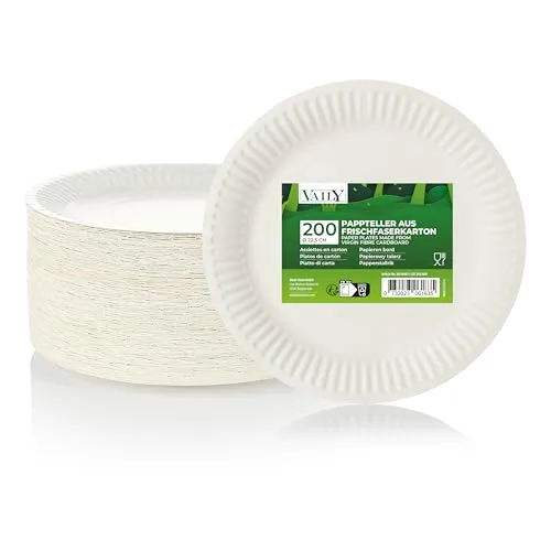 Vaily Pappteller rund 22,5 cm 200er Pack von Vaily