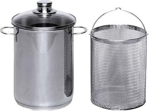 Krüger Spargeltopf aus Edelstahl - Induktionsgeeignet - Hochwertiger Edelstahl-Spargeltopf mit 4,2 l Fassungsvermögen, ideal für Induktions-Kochfelder. Inklusive Korbeinsatz und hitzebeständigen, wärmeisolierenden Griffen für sicheres Kochen.