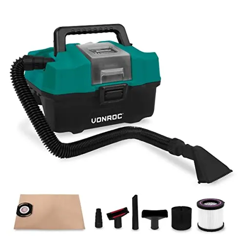 VONROC Tragbarer Allzweckstaubsauger - 20V - Stabstaubsauger & Elektrische Kehrbesen, ideal für flexible Reinigung überall, inkl. Zubehör für vielseitige Anwendungen.