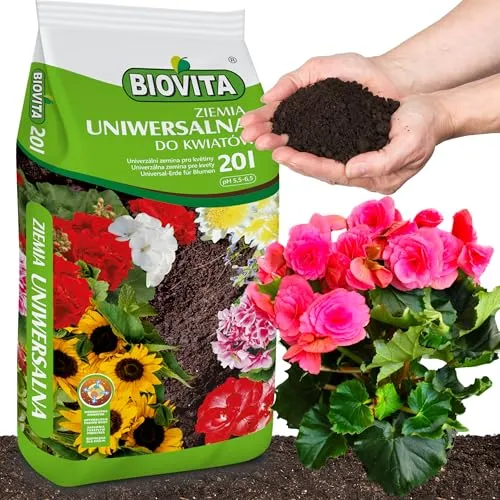 BIOVITA Universelle Blumenerde für alle Zimmerpflanzen mit 4-Wochen-Dünger 20L – Optimale Pflanzenerde für gesundes und kräftiges Wachstum Ihrer Pflanzen