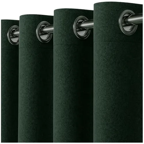 heimtexland Filz Thermovorhang 245x135 cm - Blickdicht & Isolierend - Hochwertiger Filzvorhang in Waldgrün-Silber für optimale Abdunkelung und Kälteschutz. Schalldämpfend und energiesparend, ideal für Schlafzimmer und Wohnräume. Pflegeleicht mit stabilen Metallösen.