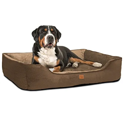 ib style Milo Hundebett XL Braun - Hochwertiges, waschbares Hundebett für große Hunde, mit Anti-Rutsch-Beschichtung und gemütlichem Design für optimalen Schlafkomfort.