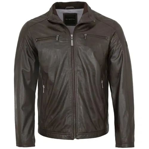 bugatti - Herren Echtleder Lederjacke Lammnappa dunkelbraun