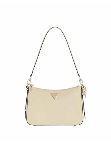 GUESS Daryna Top Zip Shoulder Bag Bone - Damen-Schultertasche mit Innentasche und 3 Kartenfächern, glänzende goldfarbene Beschläge für einen eleganten Look.