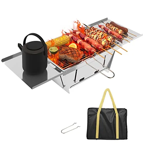 Dripex Klappgrill Holzkohlegrill Tragbarer BBQ Campinggrill