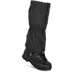 MFH Gamaschen Schwarz - Schuhgamaschen für nasse und schlammige Bedingungen, reißfest, wasserdicht und winddicht. Ideal für Outdoor-Aktivitäten mit verstellbarem Wadenband für optimalen Komfort.