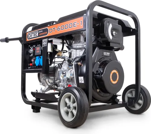 DeTec Diesel Notstromaggregat DT-6000E-1 - Stromaggregate für Notfälle: Der leistungsstarke Dieselgenerator mit 5 kW Nennleistung bietet zuverlässige mobile Stromversorgung mit digitaler Anzeige für Volt, Ampere und Betriebsstunden.
