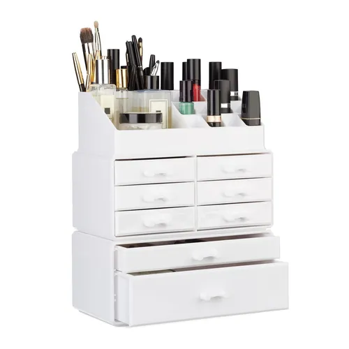 Make up Organizer - Stapelbare Schminkaufbewahrung mit 24 Fächern - Kosmetik Organizer aus robustem Acryl, perfekt für die ordentliche Aufbewahrung Ihrer Beauty-Produkte. Ideal für jeden Schminktisch!