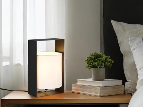Moderne LED Tischlampe 27cm - Schwarz mit Weißem Stoffschirm - Schlichte LED Tischlampe mit 27cm Höhe, ideal für Fensterbank oder Nachttisch. Dimmbar in 3 Stufen und energieeffizient, sorgt sie für eine gemütliche Atmosphäre in jedem Raum.