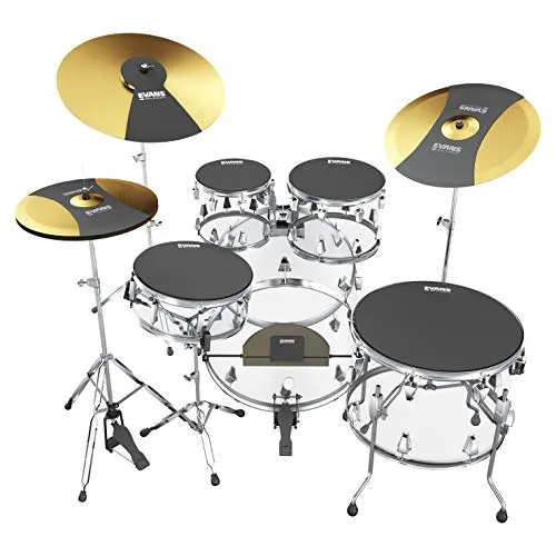 Evans Soundoff Drum Mute Pads – Komplettes Schlagzeug-Pad-Set - Felle: Ideal zum Dämpfen von Schlagzeug-Kits mit realistischem Rückprall und robuster Konstruktion für langanhaltendes Üben ohne Lärm.