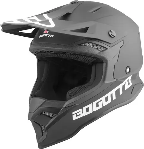 Bogotto V337 Solid Motocross Helm, schwarz, Größe XL - Motorradhelm mit Außenschale aus Thermoplastik, herausnehmbarem und waschbarem Innenfutter sowie hochwertigen Metall-Lüftungsgittern für optimalen Komfort und Sicherheit.