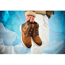 Winterboots RIEKER für Herren, Gr. 42, braun - Wanderschuhe aus Lederimitat mit MemoCup-Ausstattung für besten Komfort, wasserabweisend und atmungsaktiv, ideal für kalte Tage.