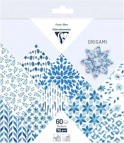 Clairefontaine 95349C Pack mit 60 Bögen Origamipapier (70 g, 15 x 15 cm, Shibori) 1 Pack