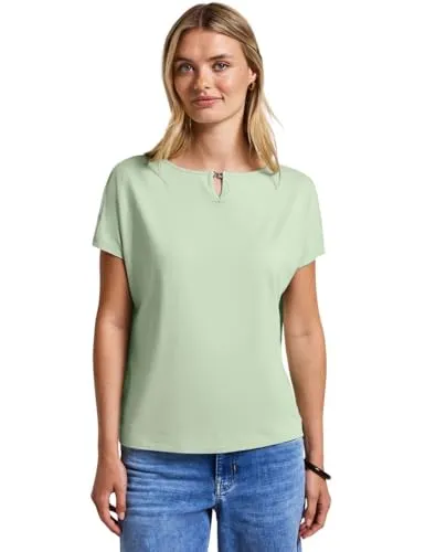 STREET ONE Damen 3226600 Shirt mit Cut-Out, Soft Jade Green, 40